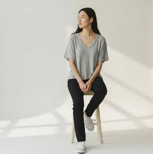 lola & sophie New York XS Metallic Striped Oversized V-Neck Dolman Tee